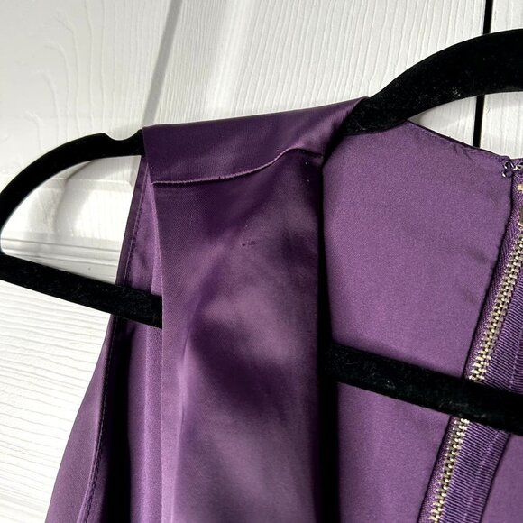 One33 Social Purple Satin Cutout Sleeveless Front Slit Gown Women's Size 0 - Picture 8 of 15